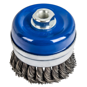 Щетка для УШМ 90 мм (чашеобразная, М14, витая сталь, усиленная) ПРАКТИКА 032-591