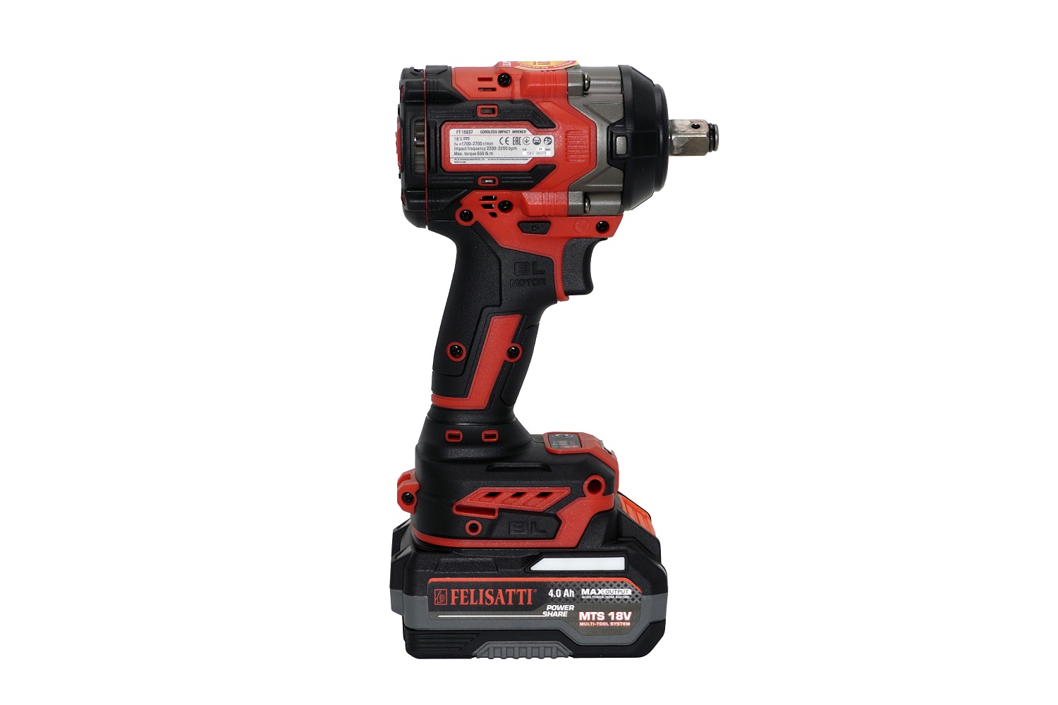 Гайковерт аккумуляторный ударный FELISATTI FT1583 HD (18В,650Нм, 2*4а/ч,бесщет.)