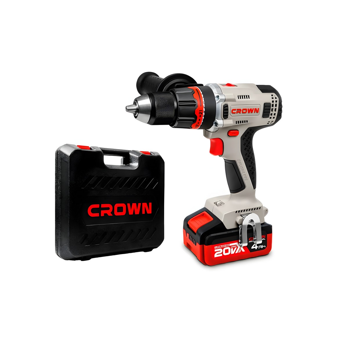 Аккумуляторный бесщеточный шуруповерт CROWN CT21090HMX-4 BMC