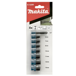 Набор головок ударных 1/4'' (8 шт., 6-13 мм + адаптер) MAKITA E-12289