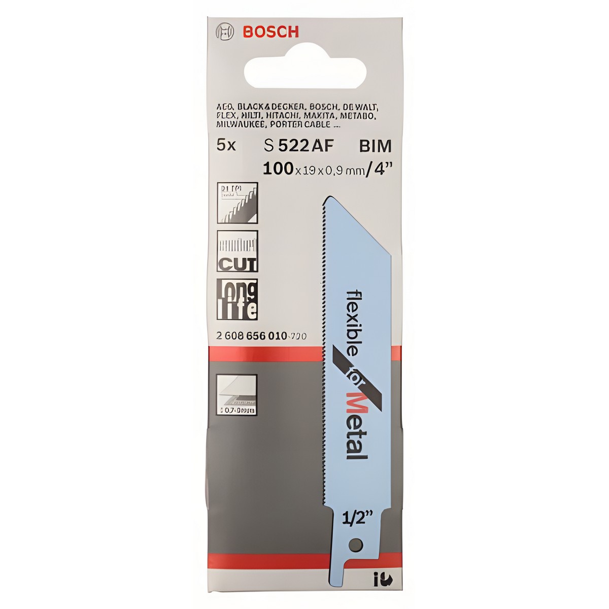 Полотно пильное 100 мм S 522 AF Flexible for Metal (5 шт.) BOSCH 2608656010