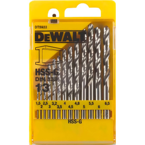 Набор сверл по металлу 13 шт. (1.5-6.5 мм) HSS-G DeWalt DT5922