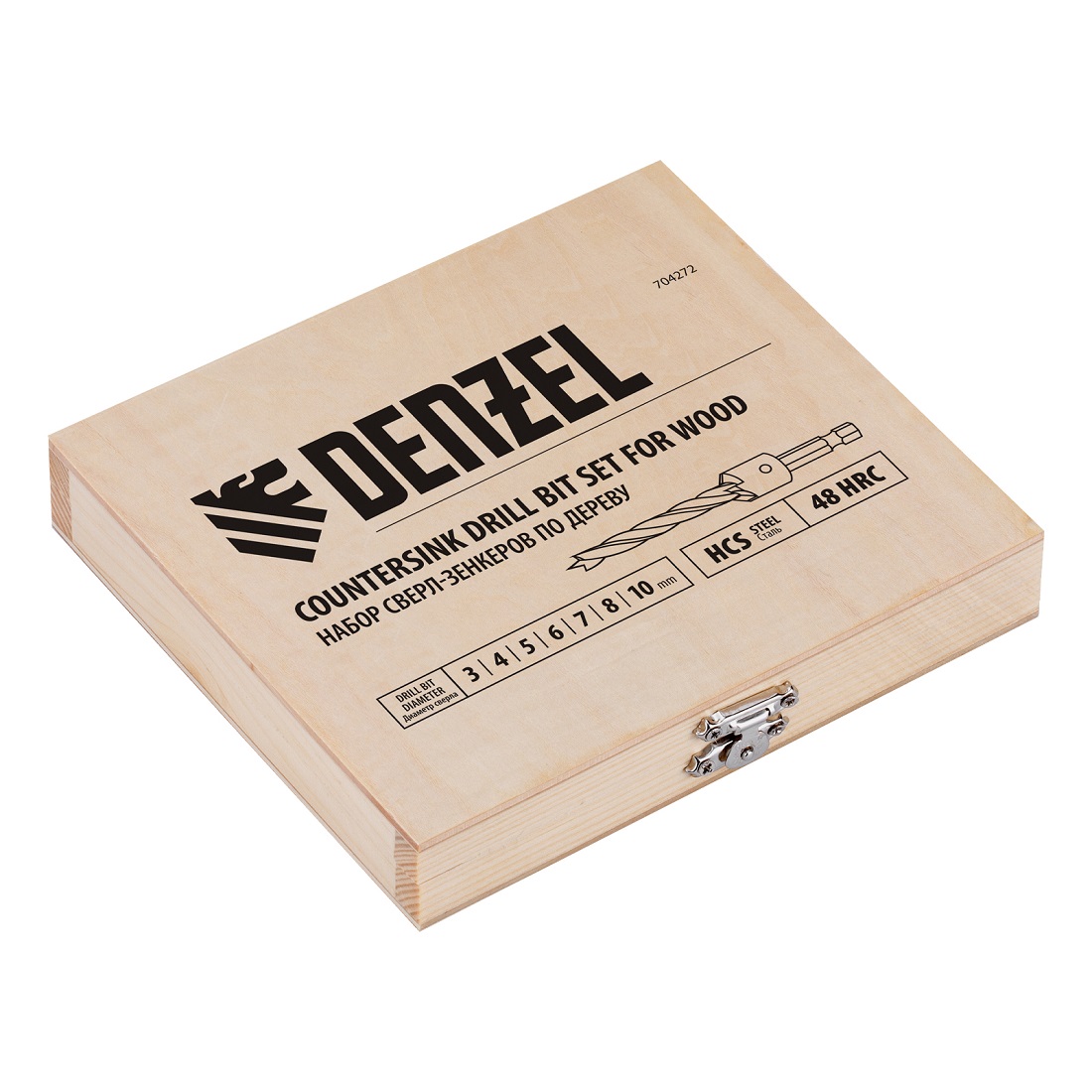 Набор сверл, зенкеров по дереву, 7 шт. (3 - 10 мм) DENZEL 704272