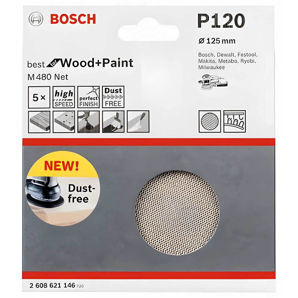 Круг шлифовальный 125 мм P120 (сетчатая основа, 1шт.) Best for Wood + Paint BOSCH 2608621146