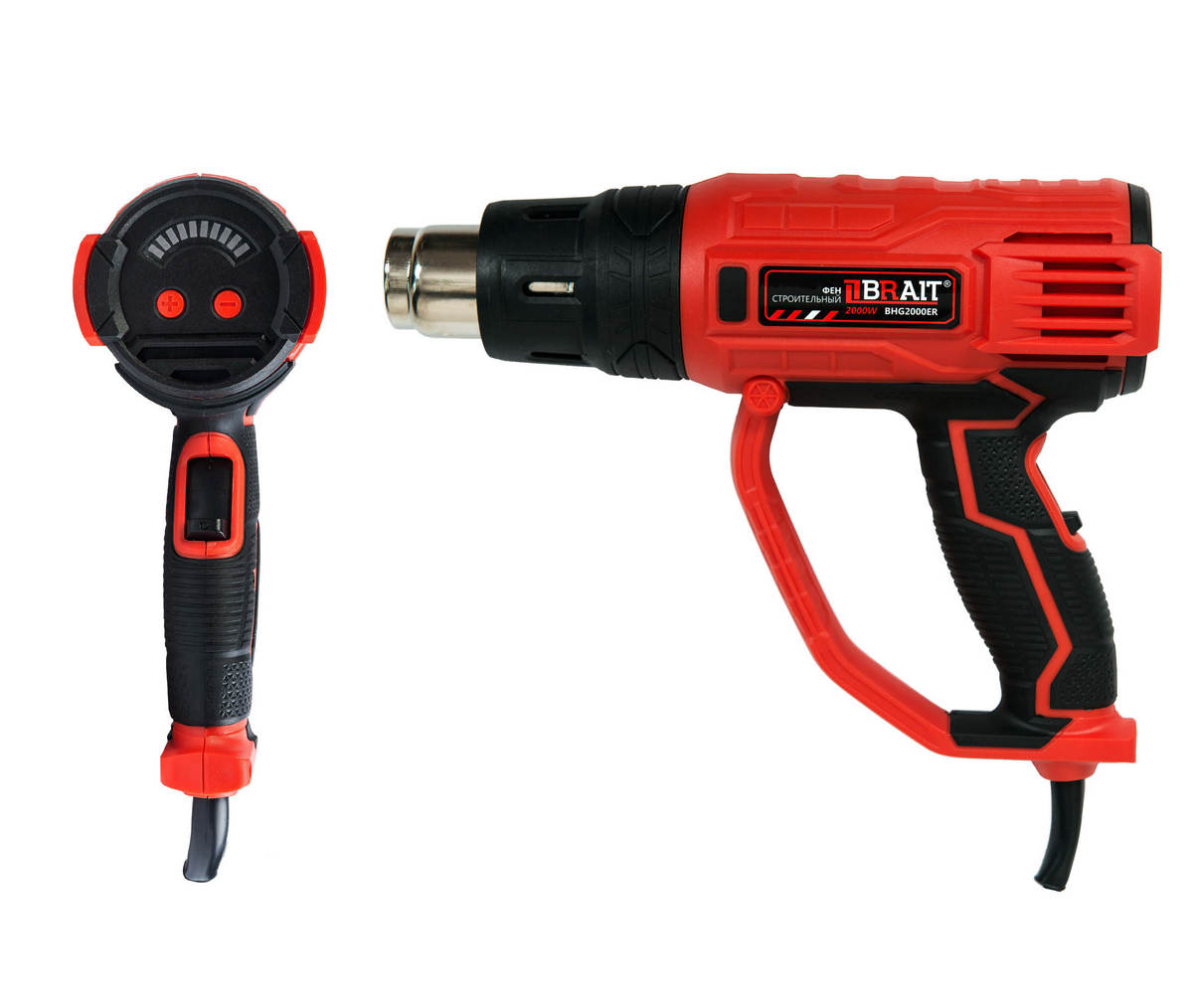 Фен строительный BRAIT BHG2000ER (2000Вт, 5 насадок, 3 скорости, регулировка)