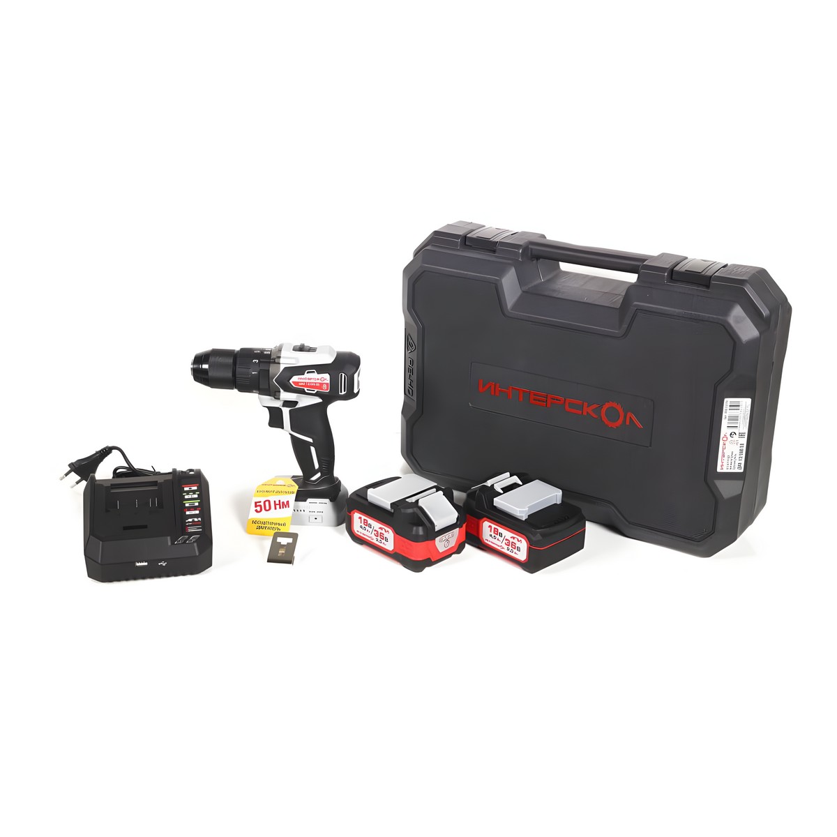 Дрель-шуруповерт аккумуляторная ударная ИНТЕРСКОЛ ДАУ-13/36В 50 АПИ