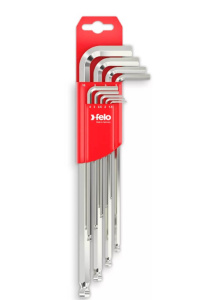 Набор ключей Г-образных удлиненных, 9 шт. (HEX 1,5 - 10 мм, шаровое окончание) FELO 36500911
