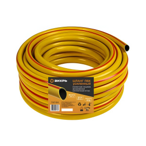 Шланг поливочный 25 м, 3/4'', ПВХ, усиленный, пищевой, трехсл., армированный (желтый) ВИХРЬ