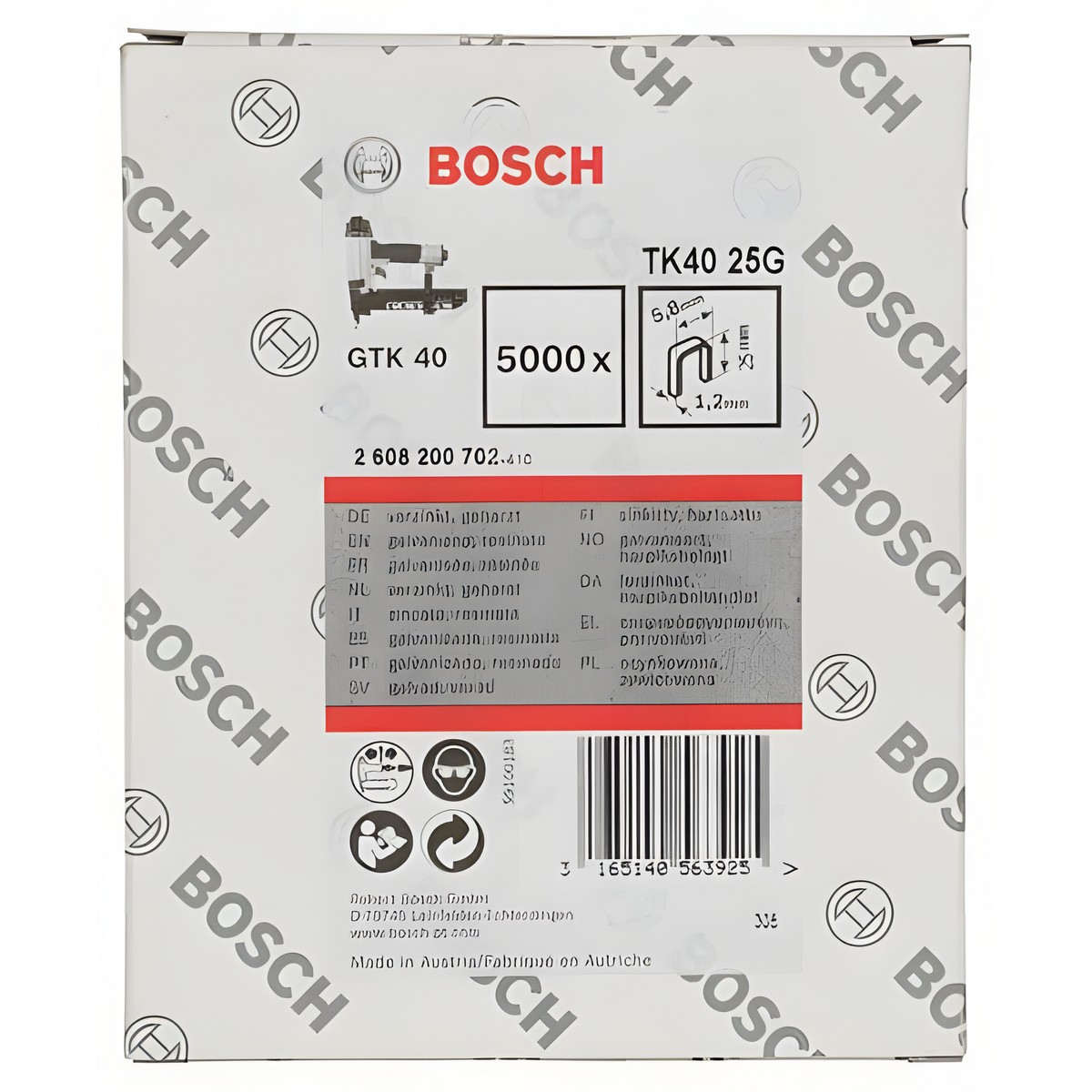 Скоба TK40 25G (для GTK 40, 5000 шт., оцинк.) BOSCH 2608200702