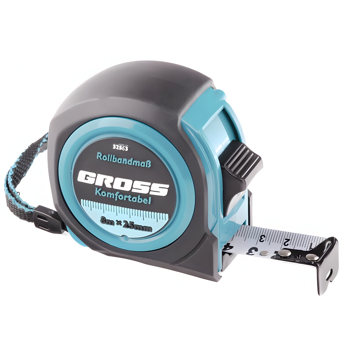 Рулетка 8 м х 25 мм (обрезиненный корпус) GROSS Komfortabel 32563