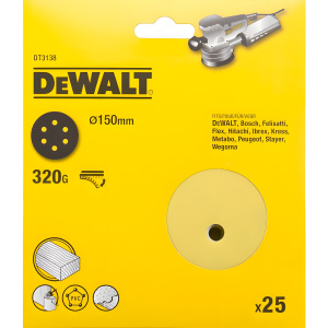 Круг шлифовальный 150 мм P320 (1 шт., дерево, краска) DeWalt DT3138-QZ