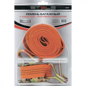 Ремень багажный с крюками, 0,038х5 м, храповый механизм Automatic STELS 54370