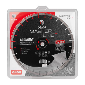 Диск алмазный 400 х 3.2 х 12 х 25.4 мм Master Line+ (асфальт) DIAM 000725