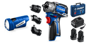 Дрель аккумуляторная ЗУБР КОМБИ №4 DB-125-22F + LED фонарь Профессионал (кейс)