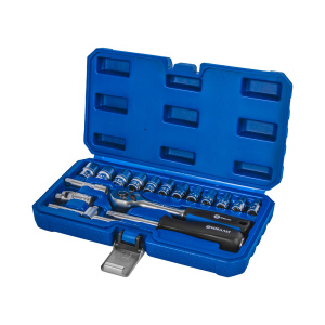 Набор торцевых головок (17 пр., 1/4'', трещотка, кейс) КОБАЛЬТ 919-555