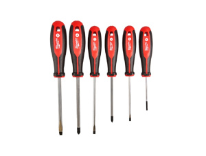 Набор магнитных отверток, 6 шт. (SL3/SL4/SL5.5/SL6.5/PH1/PH2, трехгр. рукоятка) MILWAUKEE 4932471807