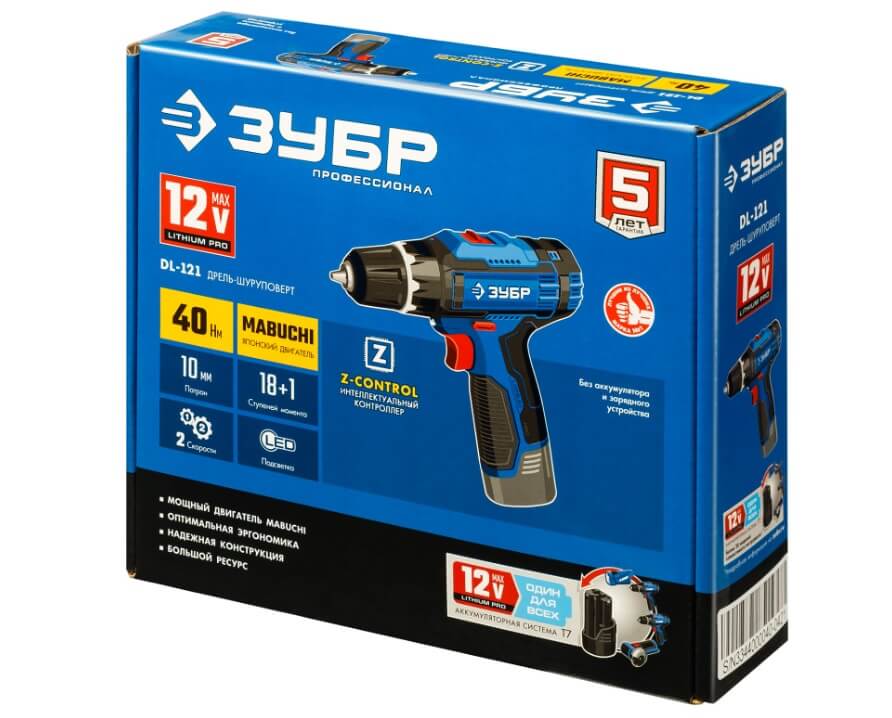 Дрель-шуруповерт ЗУБР Профессионал DL-121 (без АКБ и ЗУ)