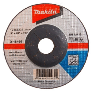 Диск шлифовальный 125 x 6.0 x 22.2 мм (сталь, вогнутый A24R) MAKITA D-18465