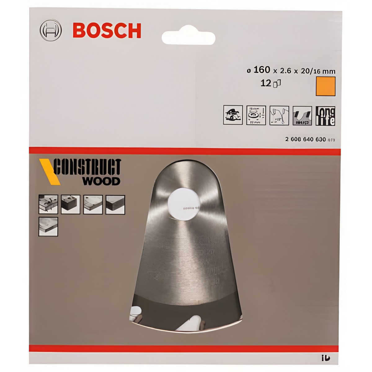 Диск пильный 160 х 20/16 мм 12T Construct BOSCH 2608640630
