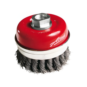 Щетка для УШМ №013 (80 мм, чашеобразная с кольцом, М14, витая сталь) АТАКА 21782