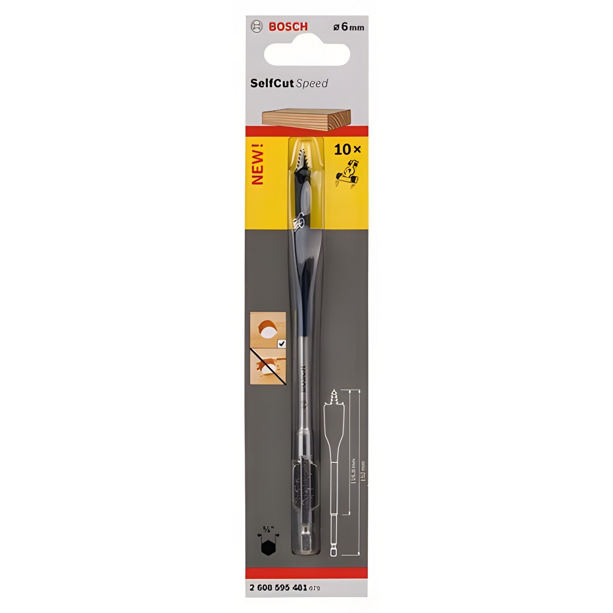 Сверло по дереву перовое 6 х 152 мм Self Cut Speed BOSCH 2608595481