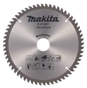 Диск пильный 190 x 30 мм 60T (алюминий, дерево, пластик) MAKITA D-81387