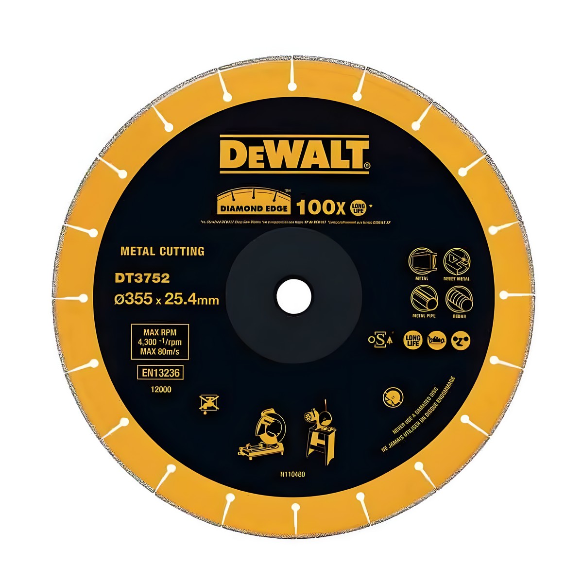 Диск алмазный 355 х 3.5 х 25.4 мм (металл) DeWalt DT3752