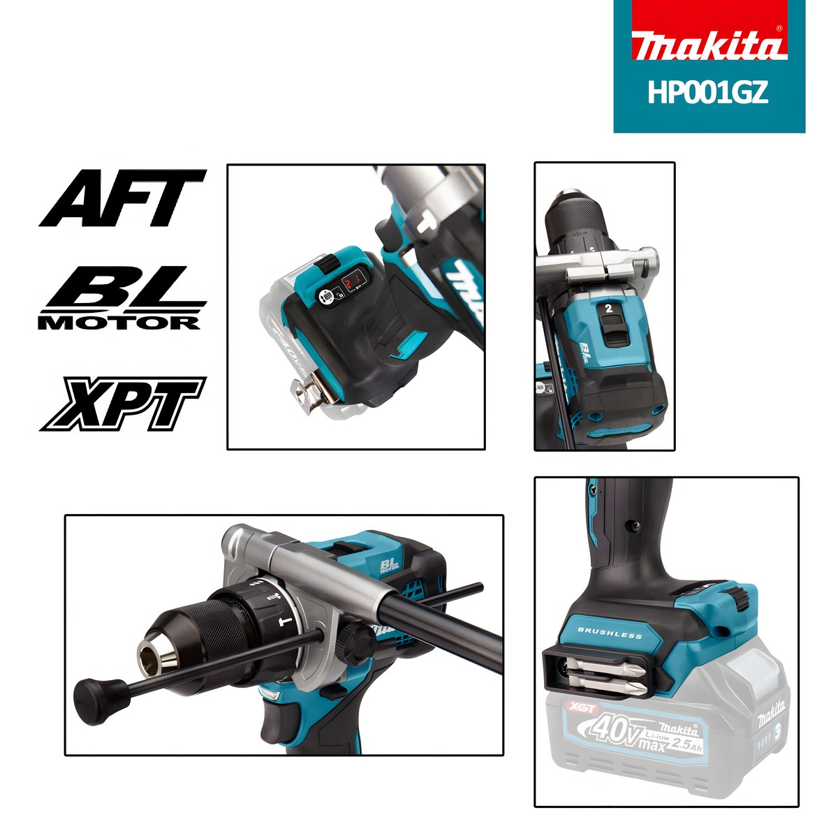 Дрель аккумуляторная ударная MAKITA XGT HP001GZ (без АКБ и ЗУ)