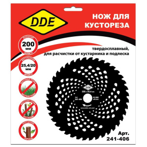 Нож для кустореза DDE WOOD CUT 200х25,4/20 мм, 40 зубьев, твердосплавный 241-406