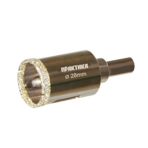 Коронка алмазная 28 х 70 мм + центр. сверло (керамогранит, керамика) Профи ПРАКТИКА 917-606