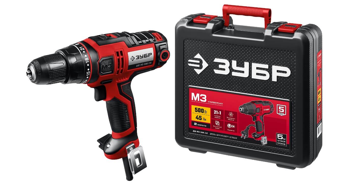 Дрель-шуруповерт ЗУБР ДШ-М3-500-2 К