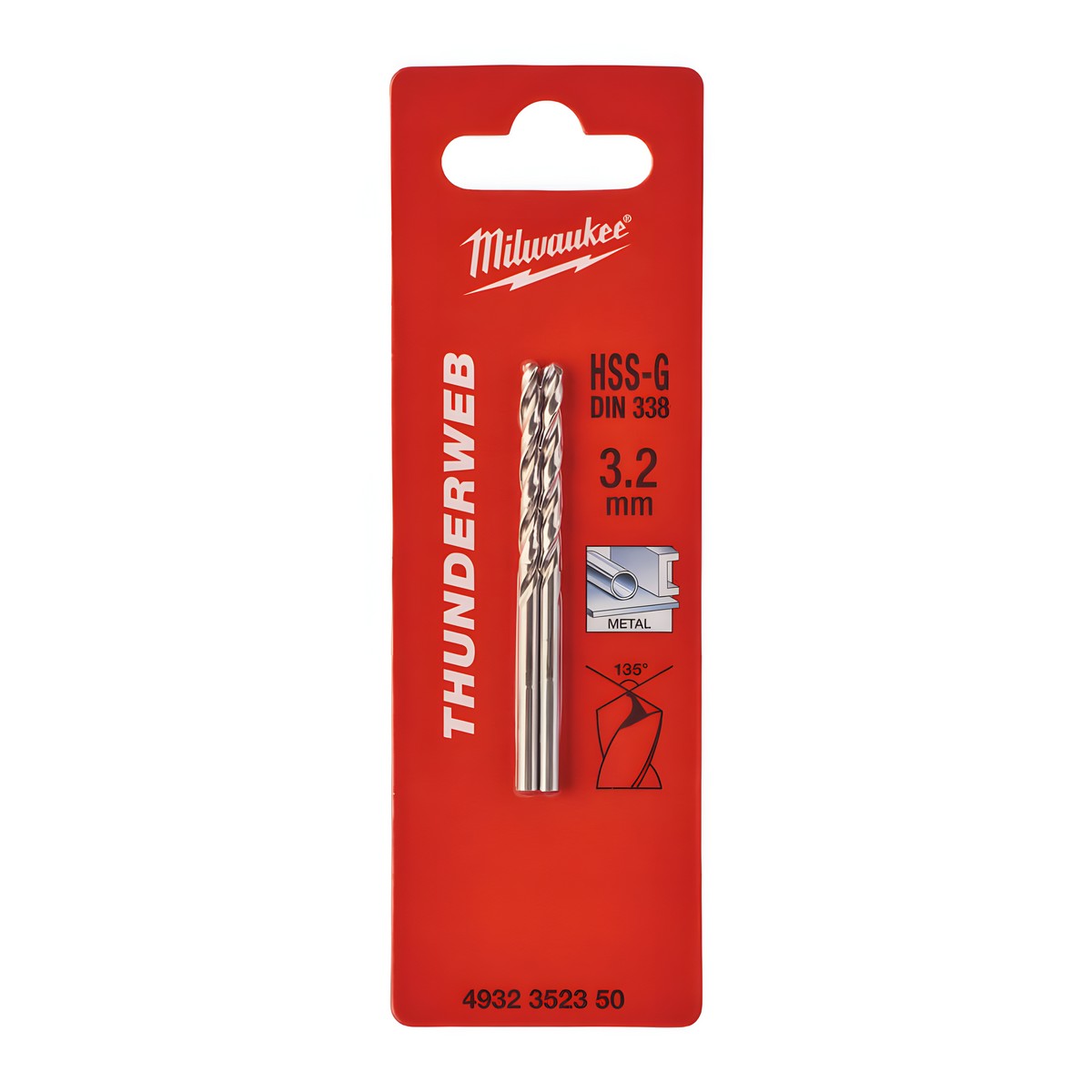 Сверло по металлу 3,2 х 65 мм (2 шт.) HSS-G Thunderweb MILWAUKEE 4932352350