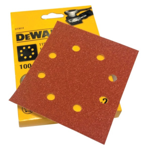 Лист шлифовальный 115 х 140 мм P100 (25 шт/уп) 8 отв.) DeWalt DT3014