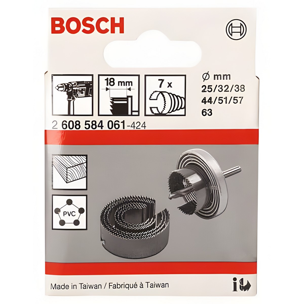 Набор пильный венцов 25-63 мм (7 шт.) BOSCH 2608584061