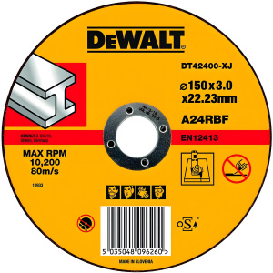 Диск отрезной 150 х 3.0 х 22.2 мм (металл) DeWalt DT42400