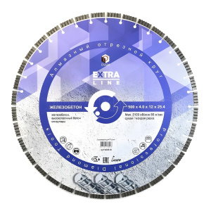 Диск алмазный 500 х 4.0 х 12 х 25.4 мм Extra Line (железобетон) DIAM 000616