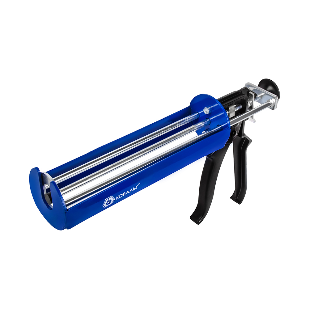 Пистолет для хим. анкеров 380-410 мл (скелетный стальной корпус, 3-х шток. поршень) КОБАЛЬТ 918-664