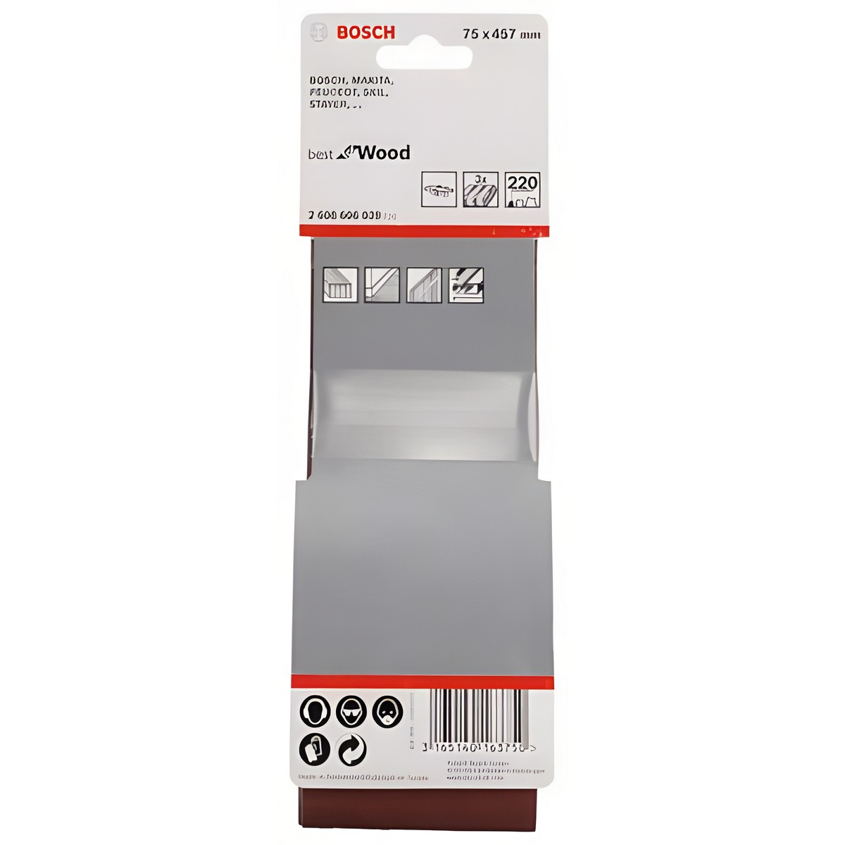 Лента шлифовальная 75 х 457 мм P220 (1 шт.) Best for Wood BOSCH 2608606039