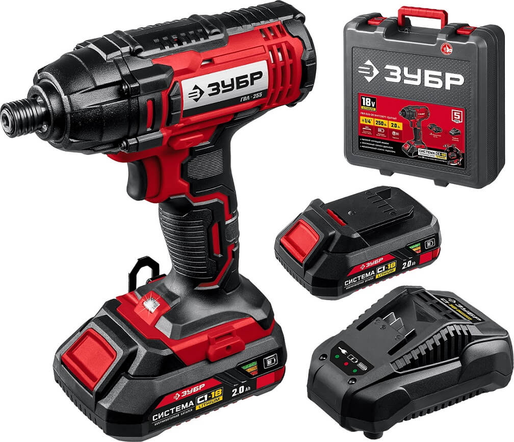 Винтоверт аккумуляторный ударный ЗУБР ГВЛ-255-22