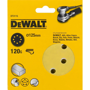 Круг шлифовальный 125 мм P120 (1 шт., дерево, краска) DeWalt DT3115