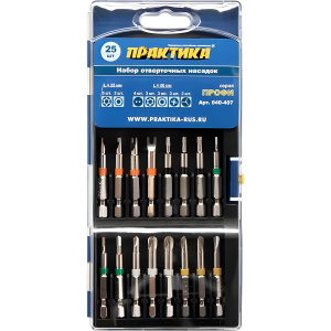 Набор бит 25 шт. (ПРО-кассета) "Профи" ПРАКТИКА 640-407