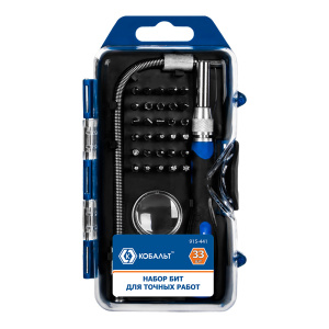 Набор бит для точных работ (30 бит, рукоятка, удлинитель, увелич. стекло) КОБАЛЬТ 915-441