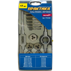 Набор плашек и метчиков M3-M12 (17 шт.) Эксперт ПРАКТИКА 779-462