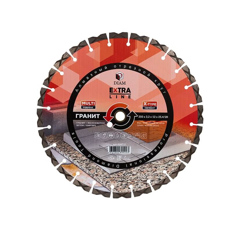 Диск алмазный 350 х 3.2 х 12 х 25.4/20 мм ExtraLine (гранит) DIAM 000711