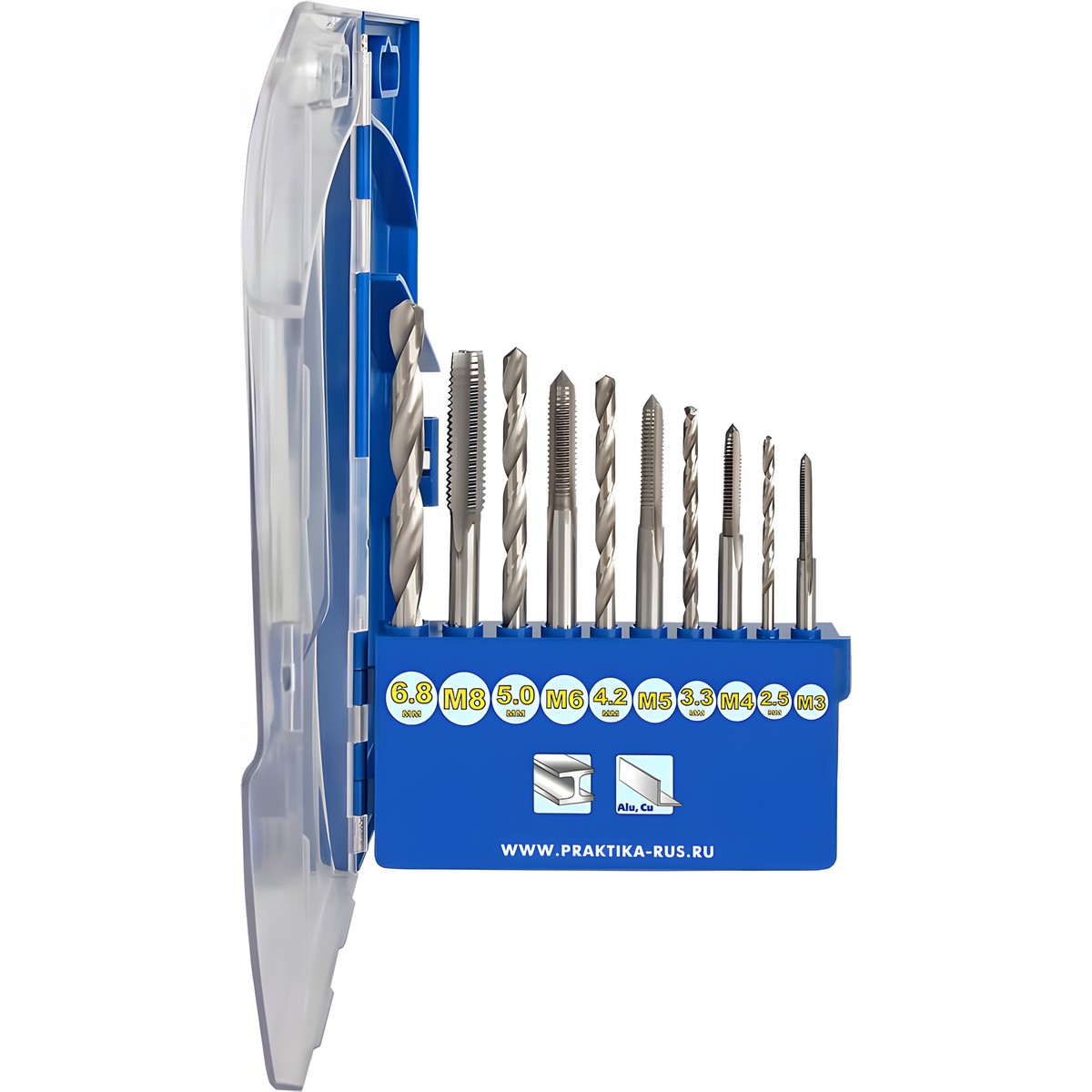 Набор сверл и метчиков 10 шт. (2-8 мм + М3-М8) Профи ПРАКТИКА 646-218