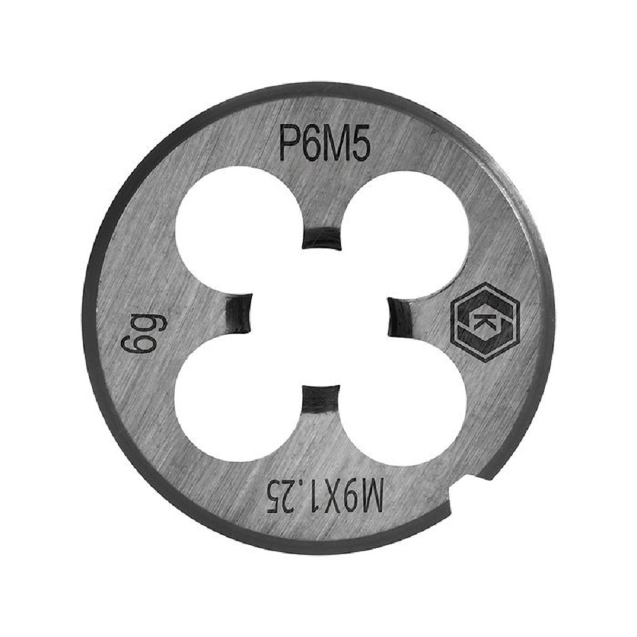 Плашка по металлу М9 х 1.25 мм, ручная, правая, точность 6g, сталь Р6М5 КОБАЛЬТ 926-003