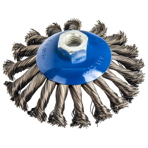 Щетка для УШМ 115 мм (коническая, М14, витая сталь) ПРАКТИКА 773-347