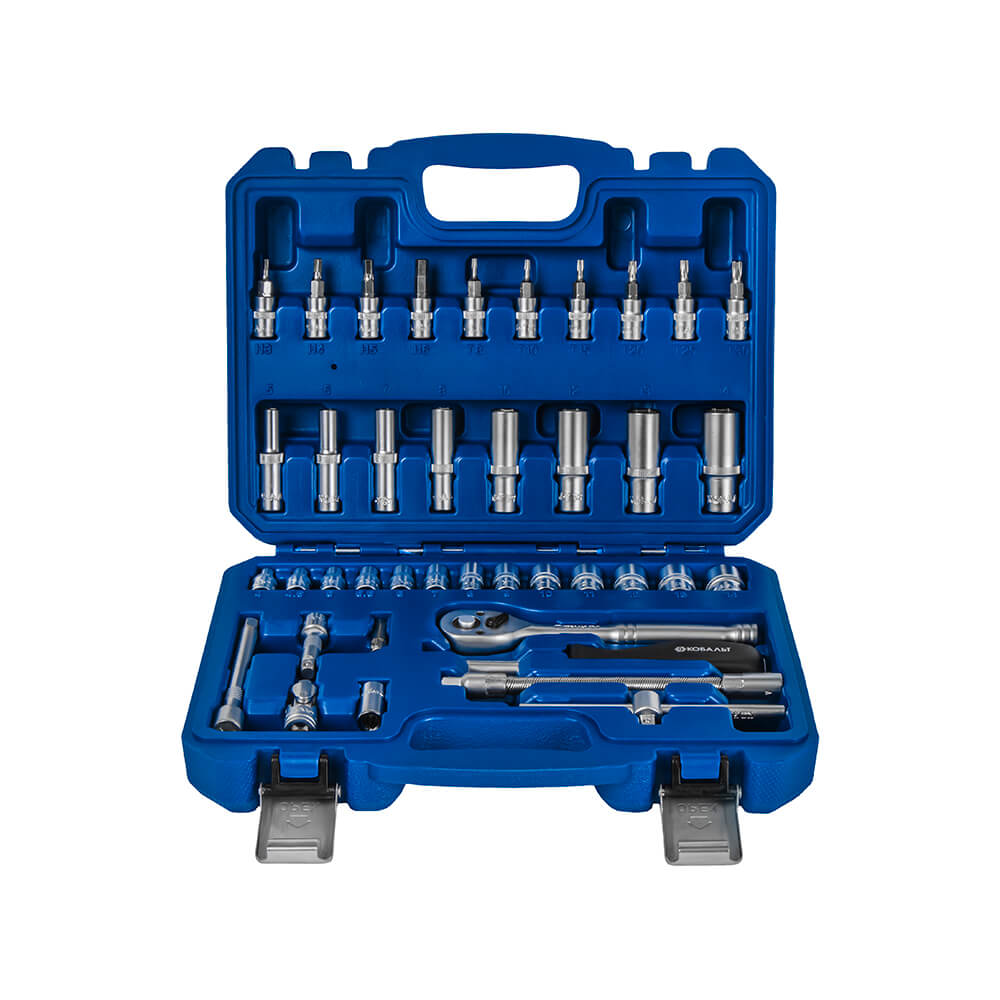 Набор торцевых головок (40 пр., 1/4'', трещотка, кейс) КОБАЛЬТ 923-965