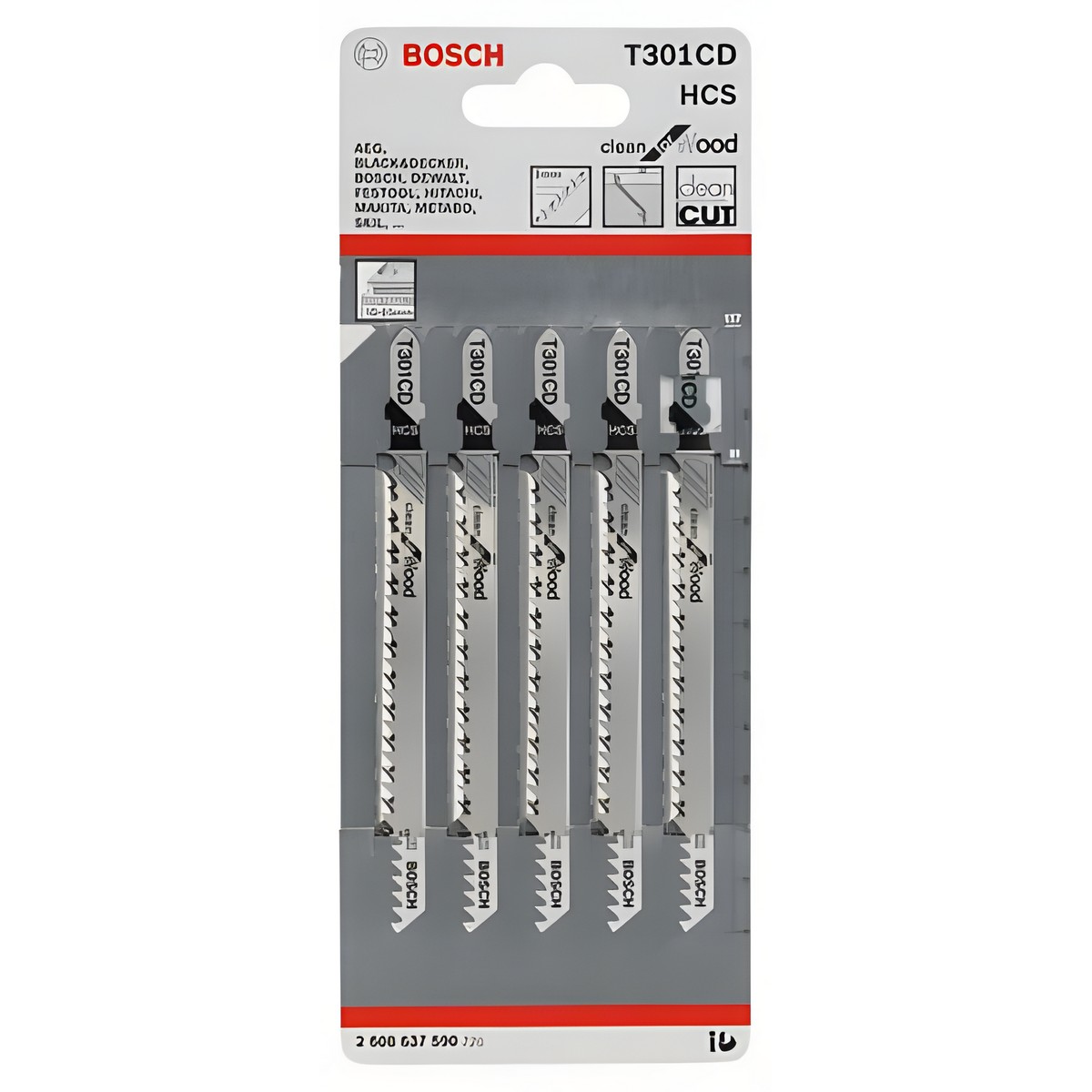 Полотно пильное T 301 CD Clean for Wood (5 шт.) BOSCH 2608637590