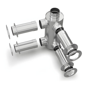 Отопитель натрубный для двух смежных помещений TMF D 115, 1,0/0,5 мм, 1,0 м, нерж./нерж. 57600